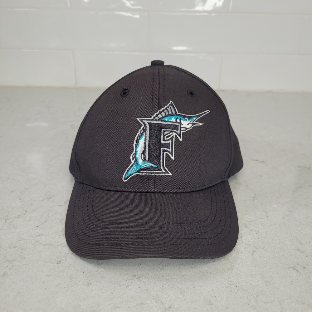 Vintage Florida Marlins Youth Twins Enterprise Black Snapback Hat Cap